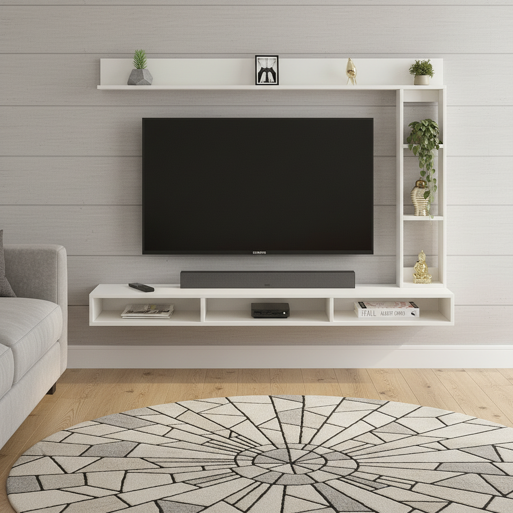 FURNEASER Paul Engineered Wood Wall Mount TV Unit/TV Stand/TV Cabinet ...