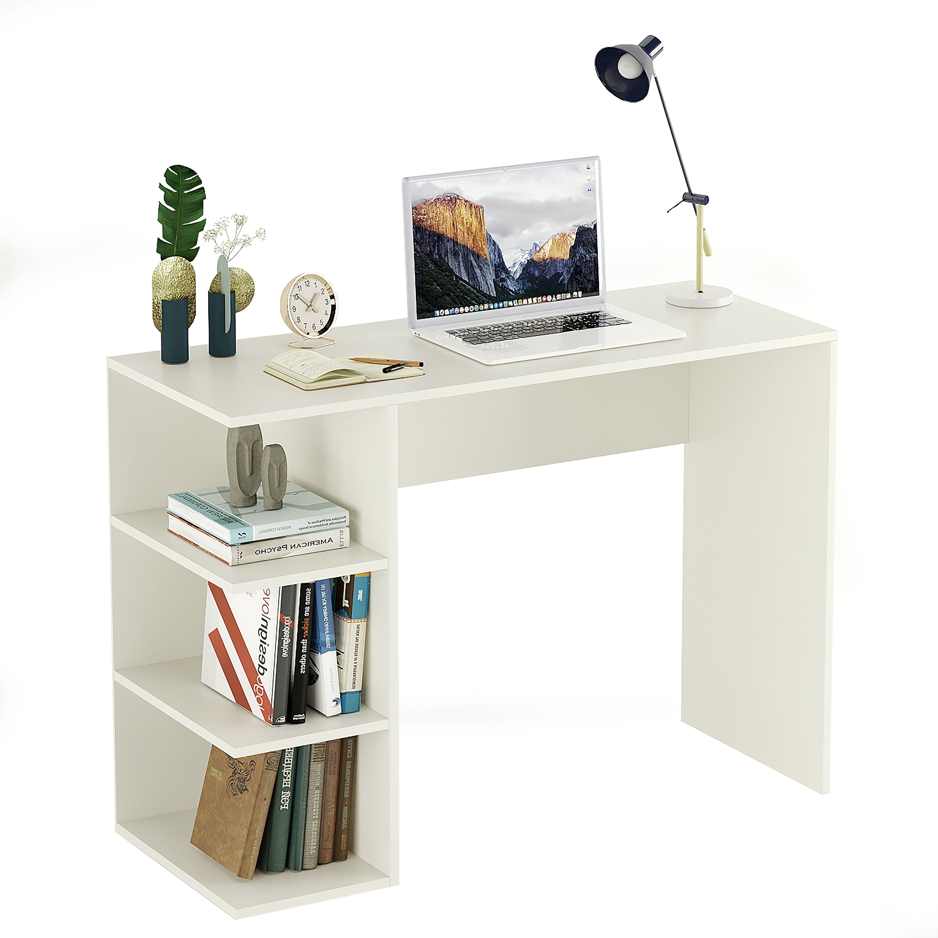 Qualish Study Table, Computer Desk, WFH Office Table with Storage (103 x 40 cm)