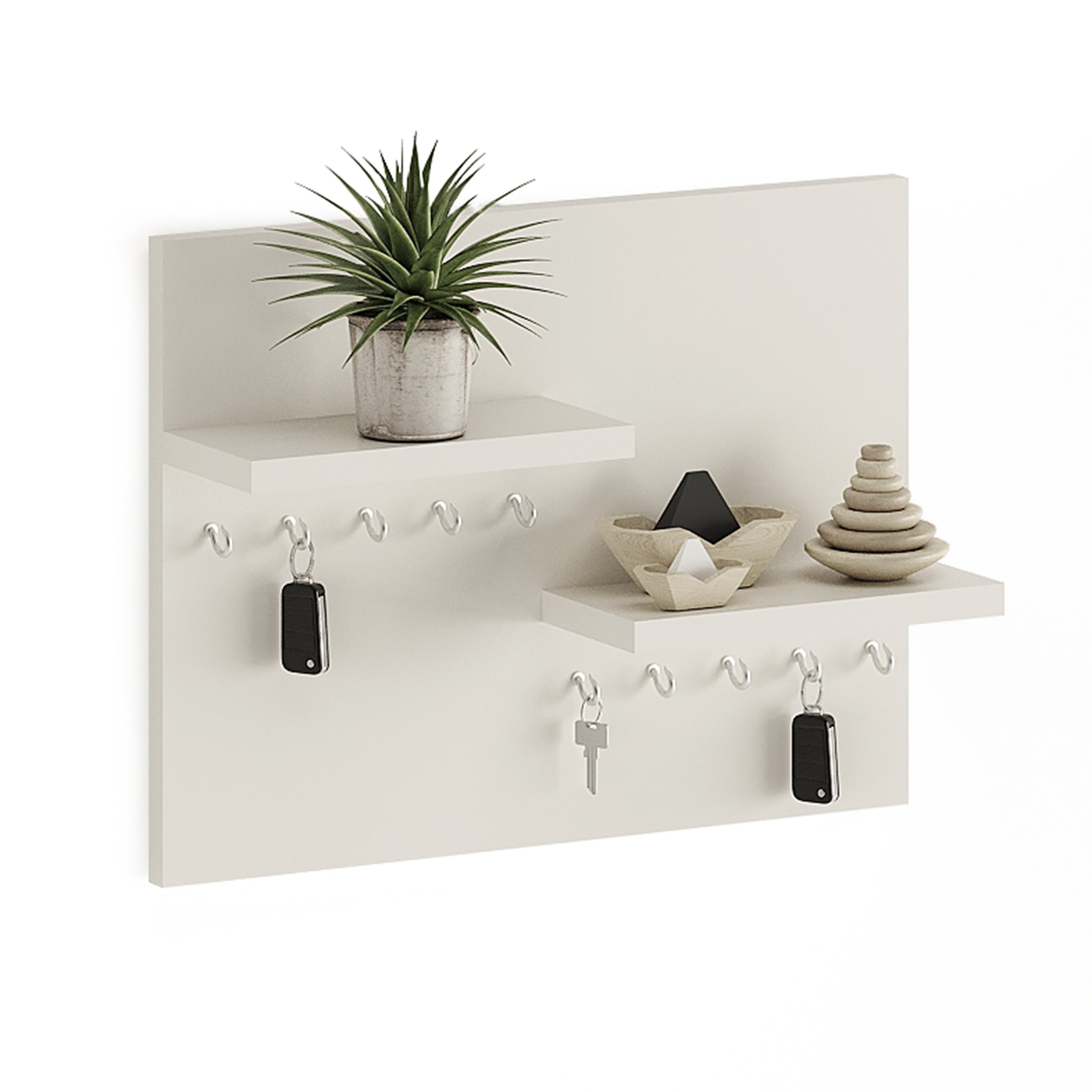 Sassy Wall Hanging Key Chain Holder, Decorative Item (White)