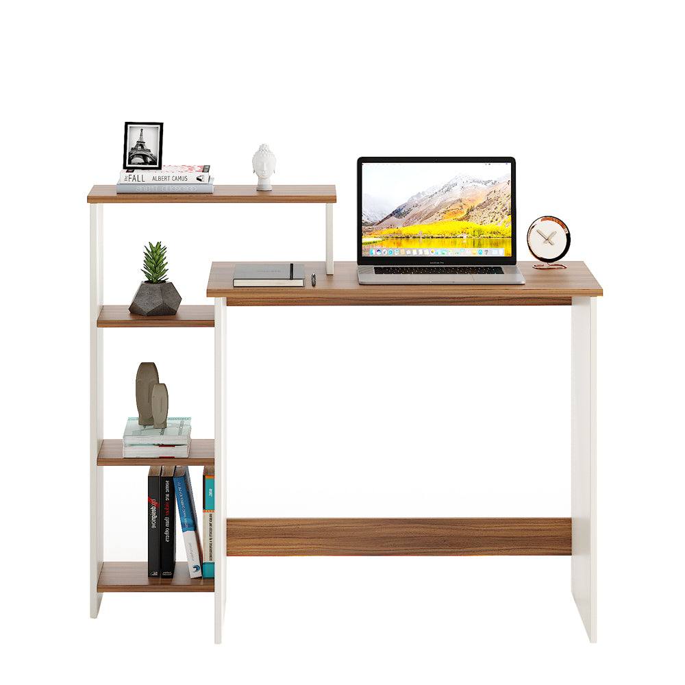 Austin Engineered Wood Study Table, Workstation, Computer, Laptop, WFH Office Desk, Gaming Table with Storage (Exotic Teak & White)