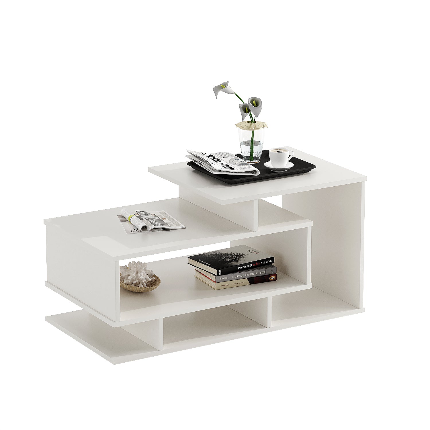 Fabelio Modern Coffee Table with Storage, Centre Table, Teapoy for Living Room