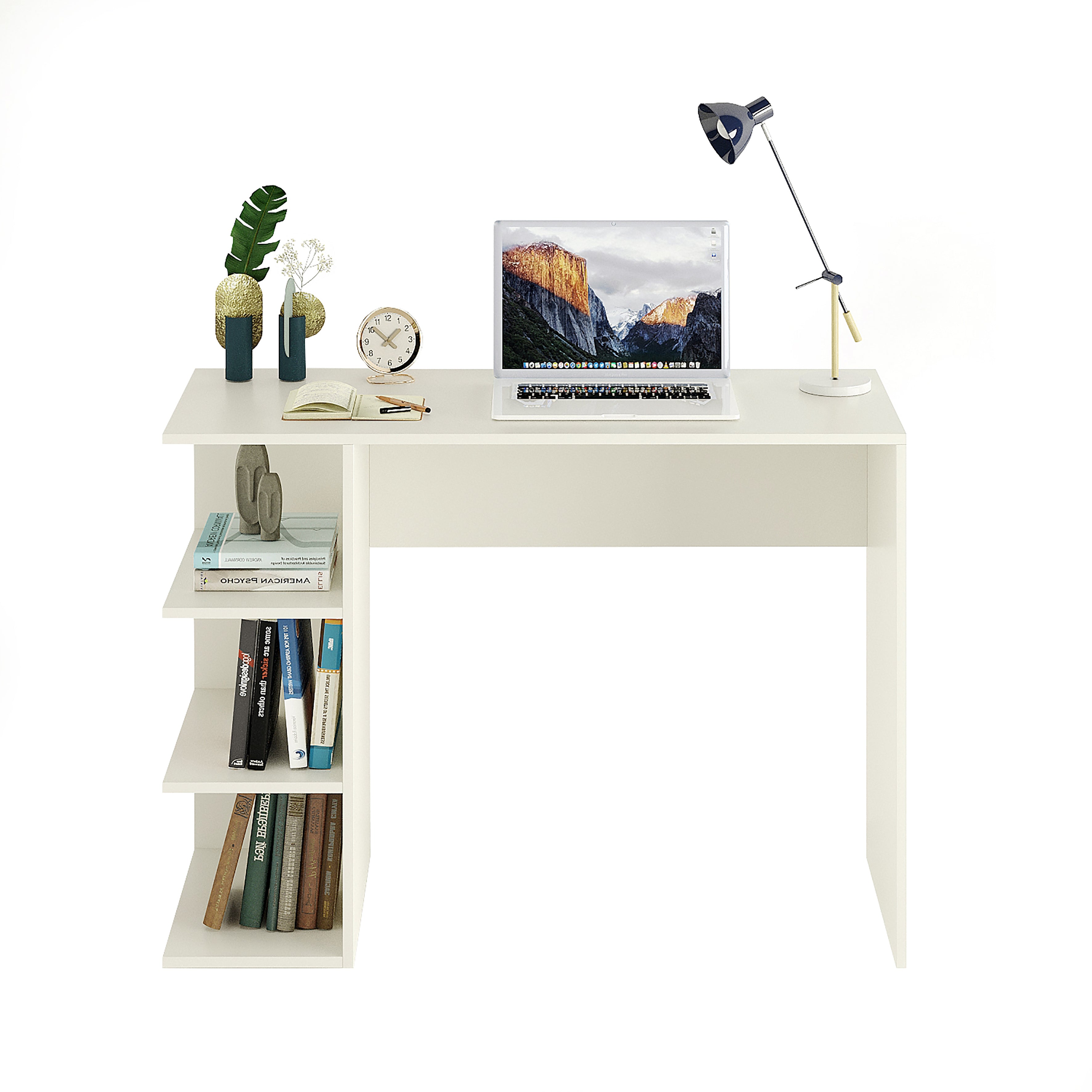 Qualish Study Table, Computer Desk, WFH Office Table with Storage (103 x 40 cm)