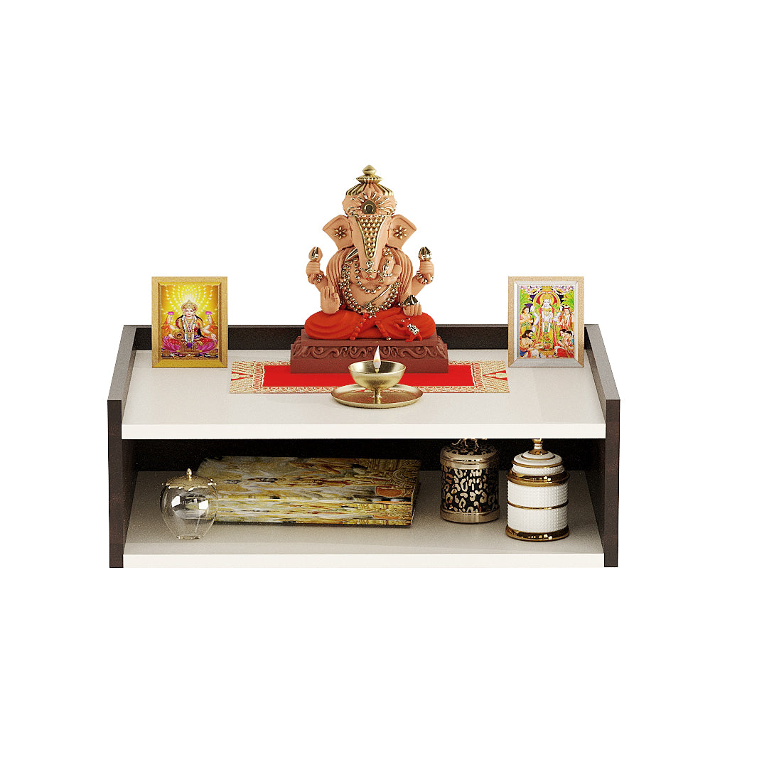 Devesha Pooja Mandir for Home, Modern Temple for Home & Office, Wall-Mount Puja Stand Shelf