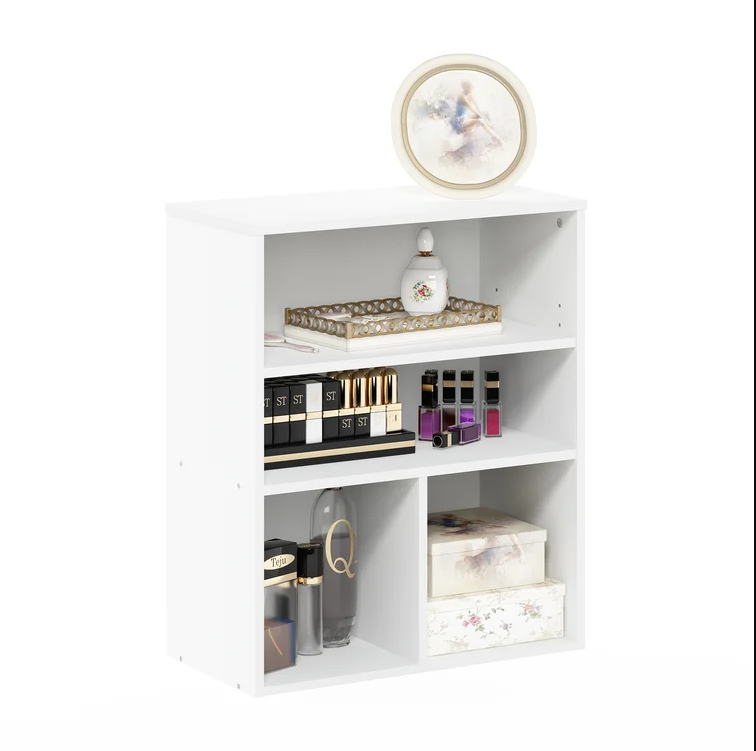 Savvy Wooden Book Shelf for Books, Book Shelf Rack for Home Library, Corner Shelf for Living Room, Study Room & Office Furniture (White)