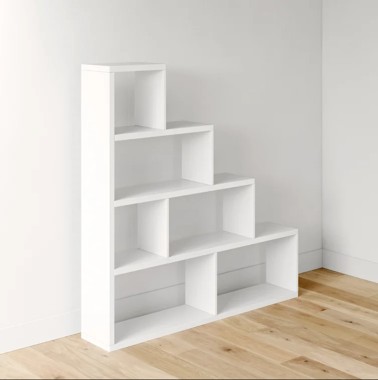Flora Wooden Book Shelf for Books, Book Shelf Rack for Home Library, Corner Shelf for Living Room, Study Room & Office Furniture (White)