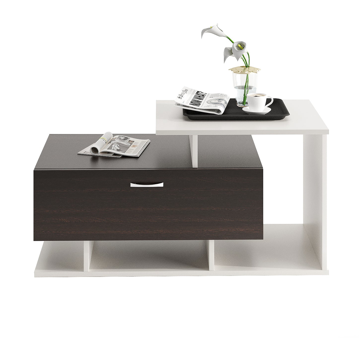 Breezia Modern Coffee Table with Storage, Centre Table, Teapoy for Living Room