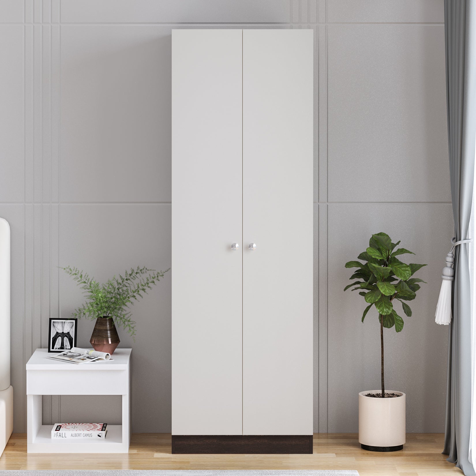 Fanciable 2 Door Wardrobe Almirah with Door for Clothes, Cabinet Closet Organizer, Cupboard for Bedroom Living Room