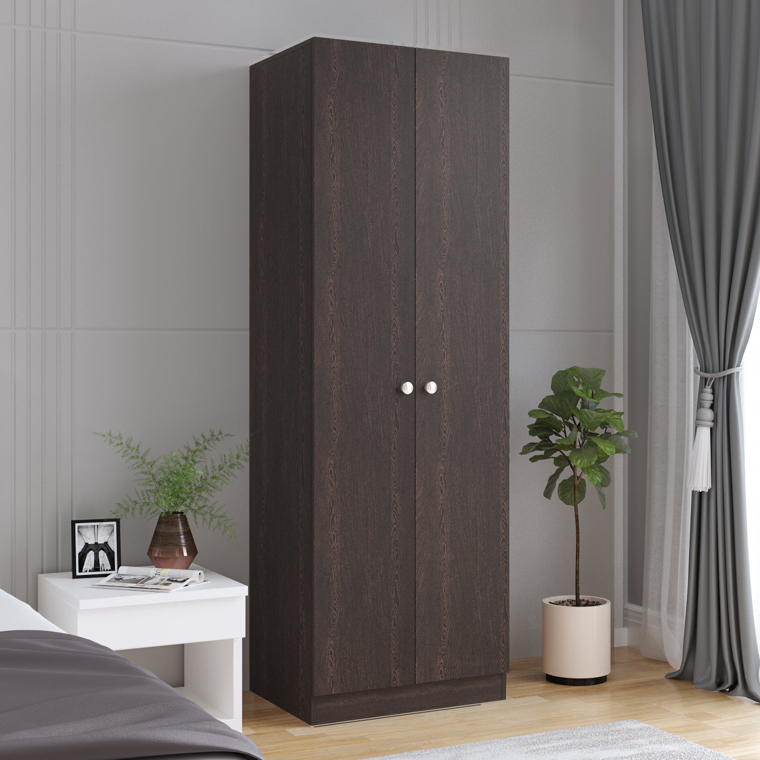 Fanciable 2 Door Wardrobe Almirah with Door for Clothes, Cabinet Closet Organizer, Cupboard for Bedroom Living Room