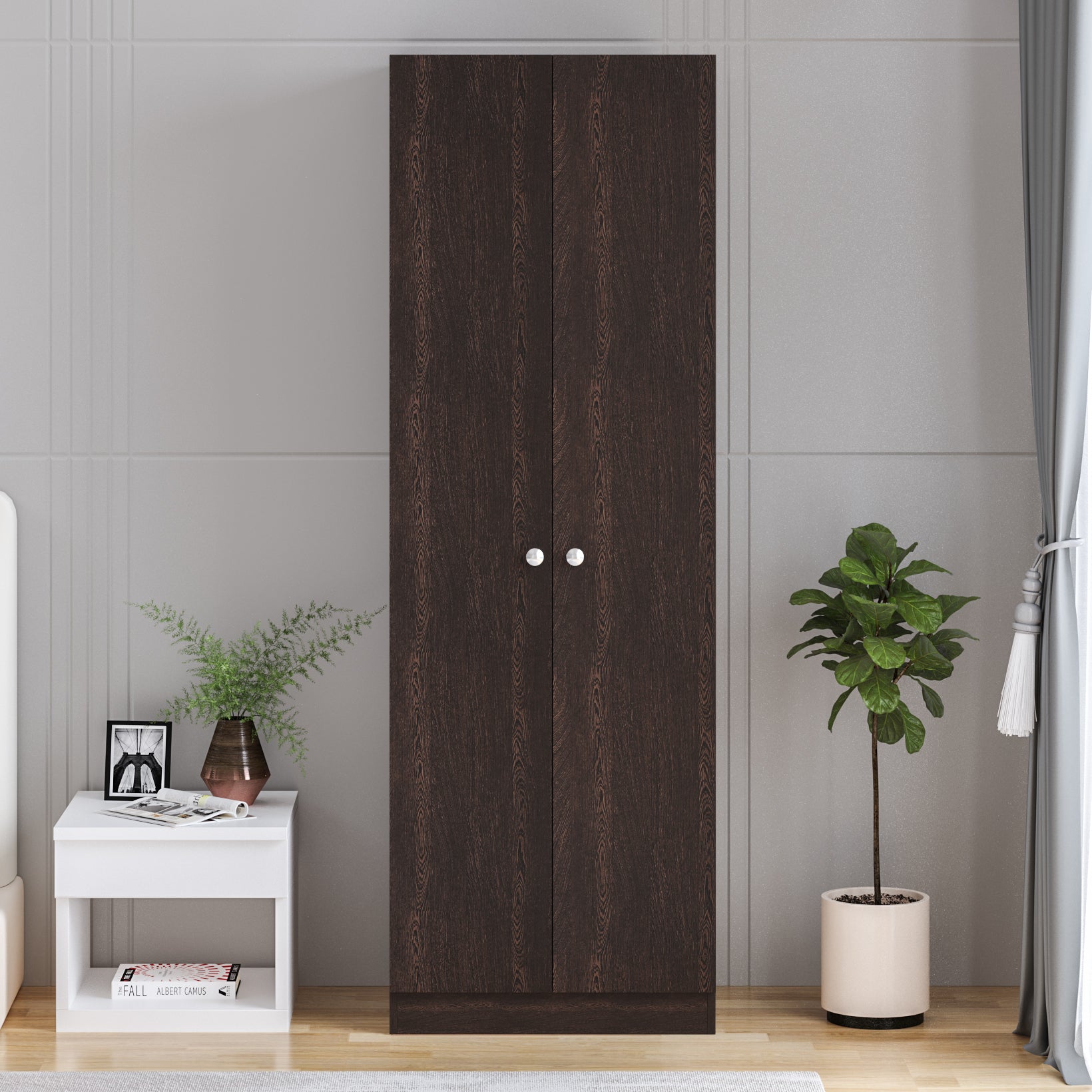 Fanciable 2 Door Wardrobe Almirah with Door for Clothes, Cabinet Closet Organizer, Cupboard for Bedroom Living Room