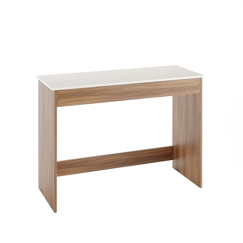 Boris Engineered Wood Study Table, Workstation, Computer, Laptop, WFH Office Desk, Gaming Table with Storage 80 x 40cm (Exotic Teak & White)