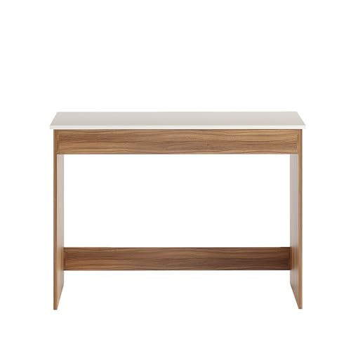 Boris Engineered Wood Study Table, Workstation, Computer, Laptop, WFH Office Desk, Gaming Table with Storage 80 x 40cm (Exotic Teak & White)