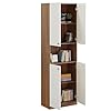 Modern Storage Organizer Rack, 180 x 57 x 30 cm, Exotic Teak & White Finish