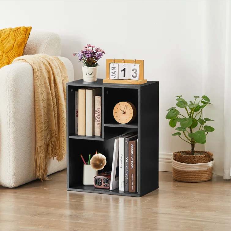 Devid Wooden Book Shelf for Books, Book Shelf Rack for Home Library, Corner Shelf for Living Room, Study Room & Office Furniture (Wenge)
