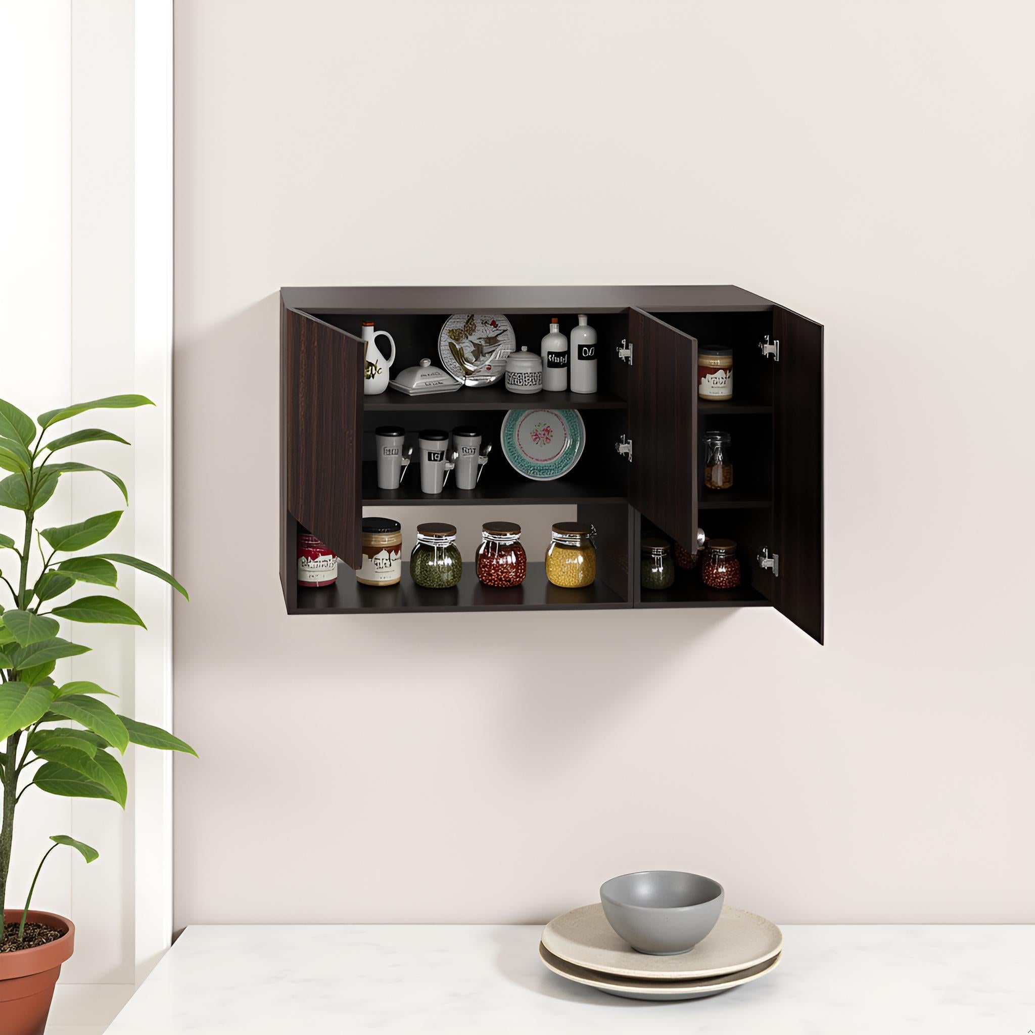 Furneser Diana Wall Mount Wooden Kitchen Cabinet Storage Rack Shelf Or ...