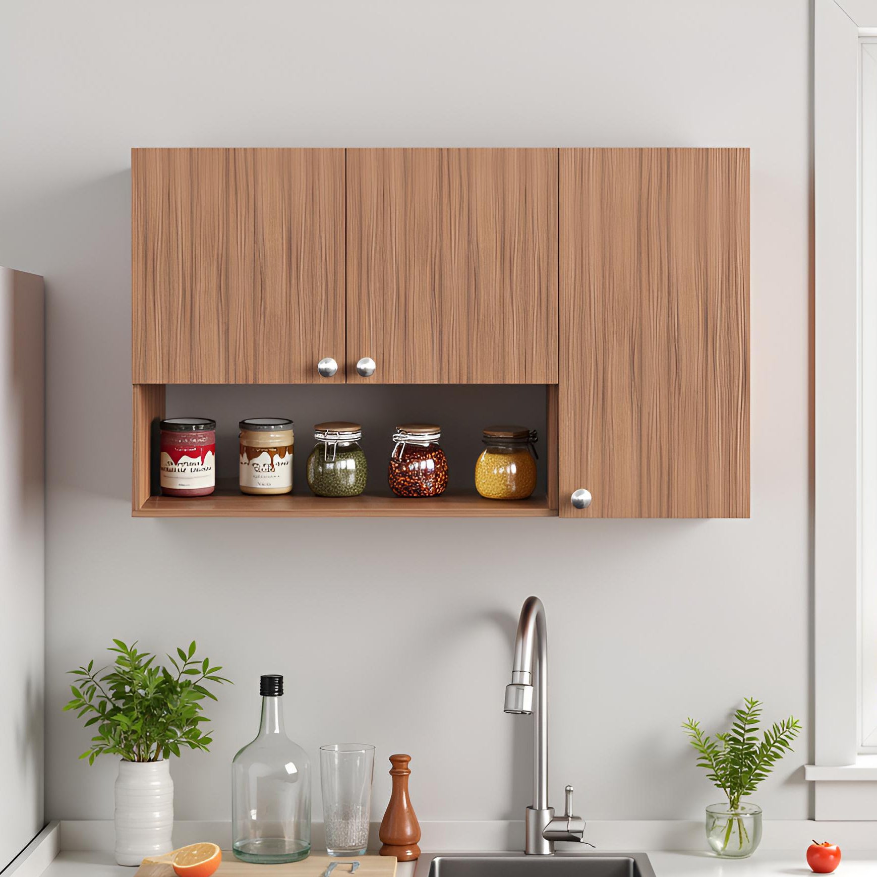 Furneaser Diana Wooden Kitchen Rack for Storage, Spice Jar Organizer S