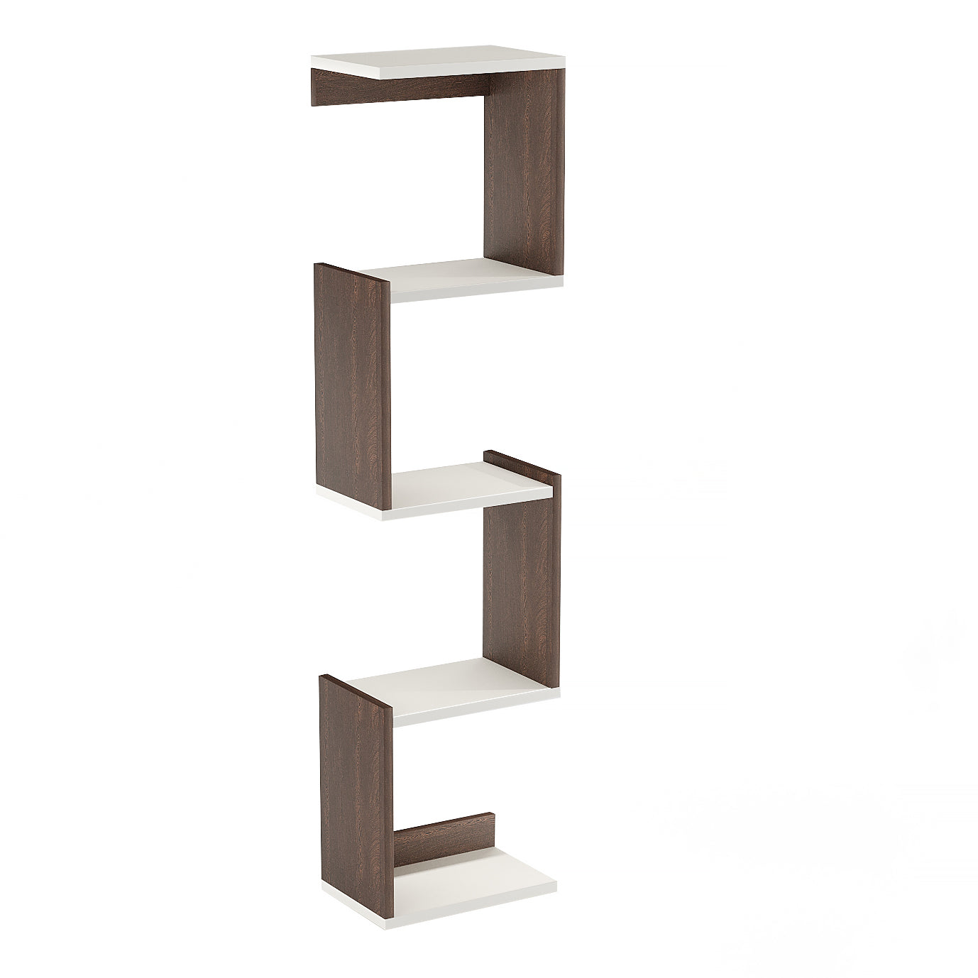 Winsen Wall Mount Wooden Book Shelf for Books, Book Shelf Rack for Home Library, Corner Shelf for Living Room, Study Room & Office Furniture (Wenge & White)