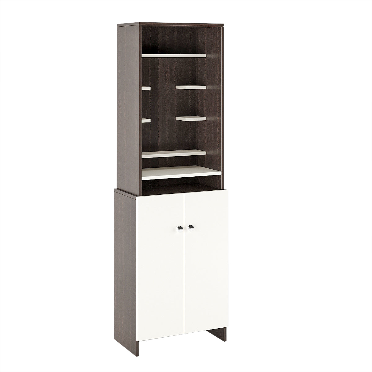 Shrisha Pooja Mandir for Home, Modern Temple for Home & Office, Prayer Cabinet Puja Stand Shelf in Wenge & White Finish