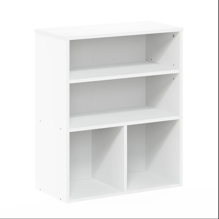 Savvy Wooden Book Shelf for Books, Book Shelf Rack for Home Library, Corner Shelf for Living Room, Study Room & Office Furniture (White)