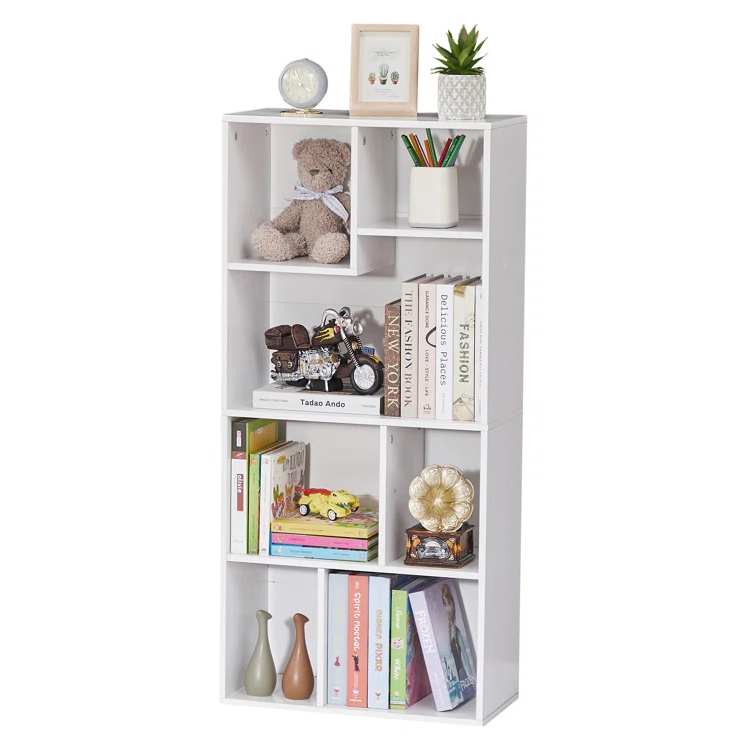 Peter Wooden Book Shelf for Books, Book Shelf Rack for Home Library, Corner Shelf for Living Room, Study Room & Office Furniture (White)