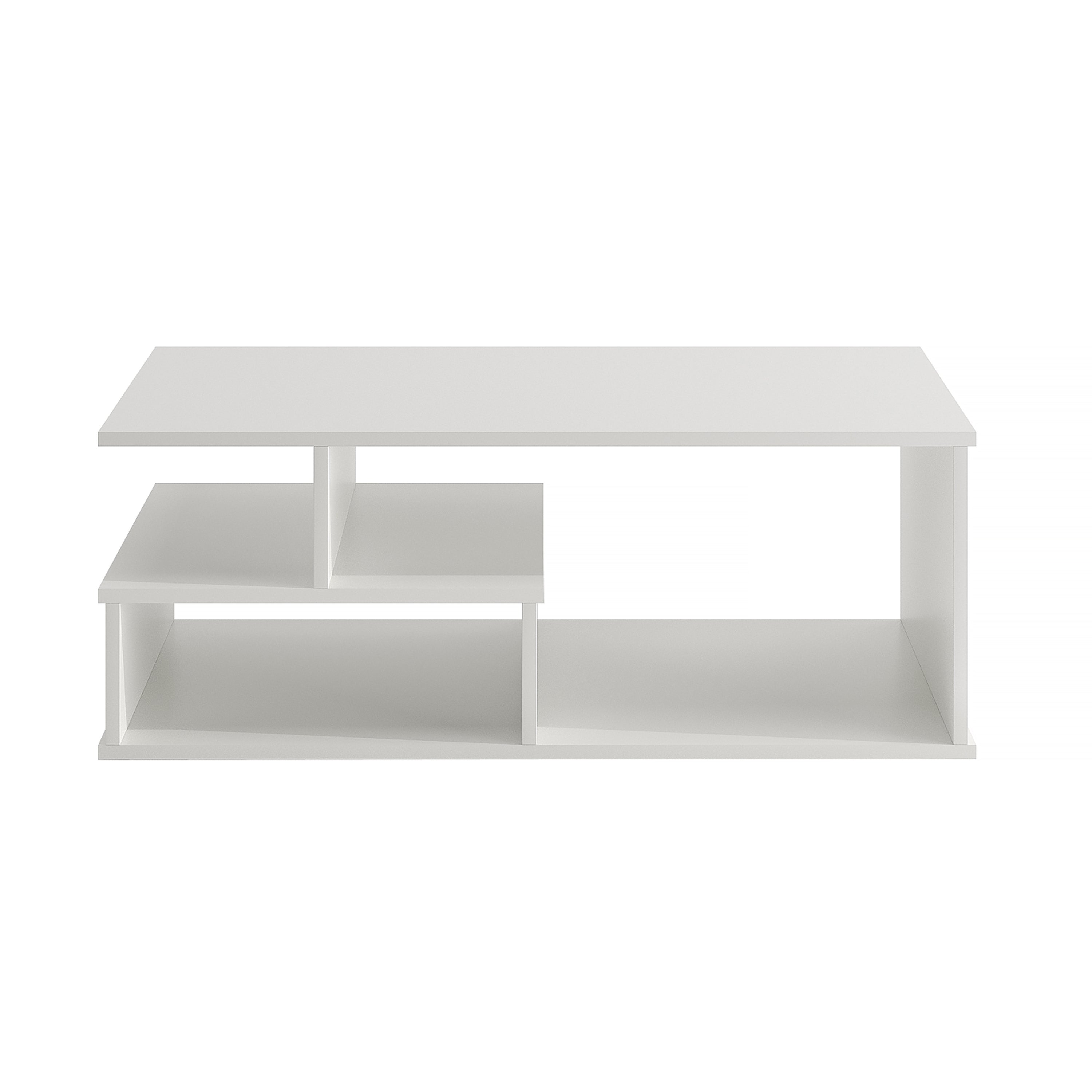 Witely Modern Coffee Table with Storage, Centre Table, Teapoy for Living Room (White)