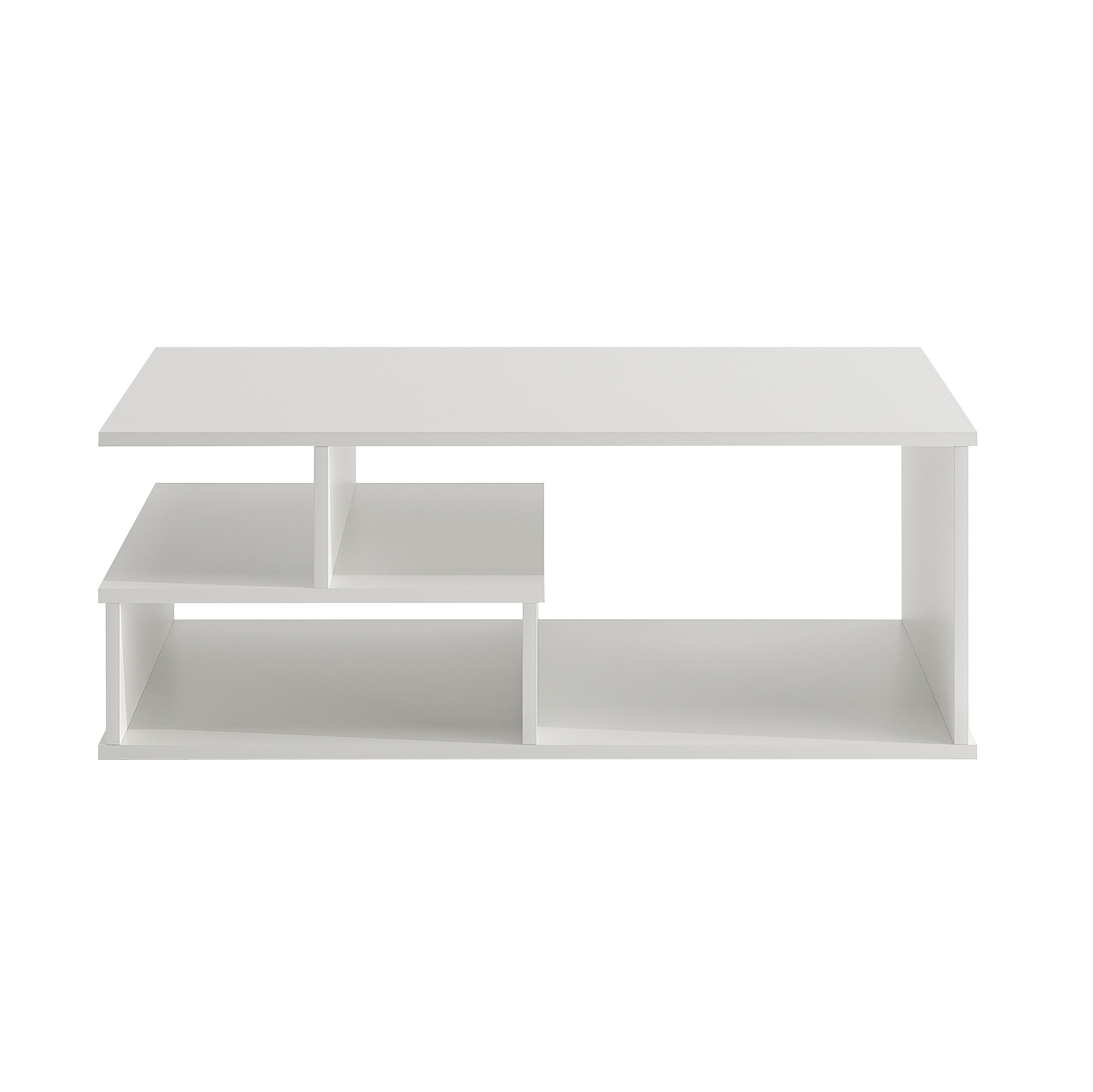 Witely Modern Coffee Table with Storage, Centre Table, Teapoy for Living Room (White)