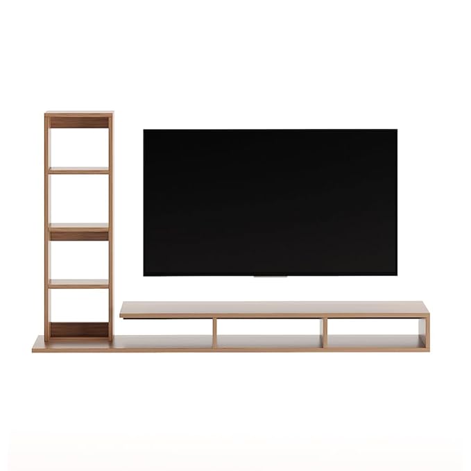 FURNEASER Martin Engineered Wood Wall Mount TV Unit/Set Top Box Stand with Display Shelves/Modern Tv Rack/Cabinet/Showcase for 43 inch TV (Wenge & White)