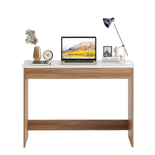 Boris Engineered Wood Study Table, Workstation, Computer, Laptop, WFH Office Desk, Gaming Table with Storage 80 x 40cm (Exotic Teak & White)