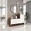Click to see full view       3+ FURNEASER Sinala Modern Shoe Storage Cabinet with 8 Shelves, Wooden Organiser Stand, 18-20 Pairs Capacity (Exotic Teak & White)