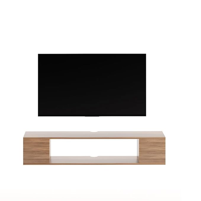 FURNEASER Ether Engineered Wood Wall Mount TV Unit, Set Top Box Stand with Display Shelves, Modern Tv Rack, Showcase, Cabinet (Exotic Teak)