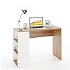 FURNEASER Lexus Compact Wooden Study Table with Side Storage Shelves – Modern Computer Desk for Home & Office, 103x40x74 cm, Dual Tone Finish (Wenge & White)