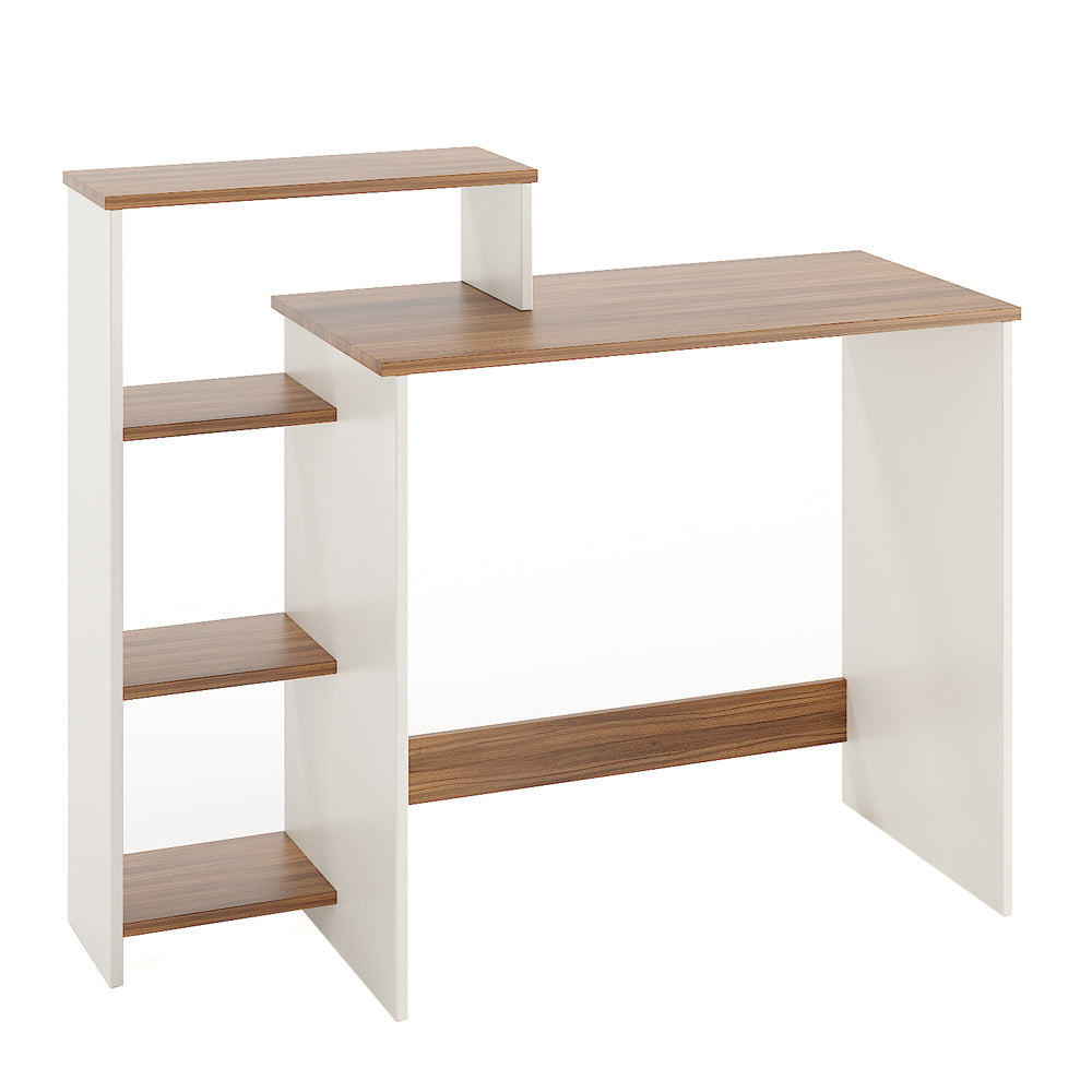 Austin Engineered Wood Study Table, Workstation, Computer, Laptop, WFH Office Desk, Gaming Table with Storage (Exotic Teak & White)