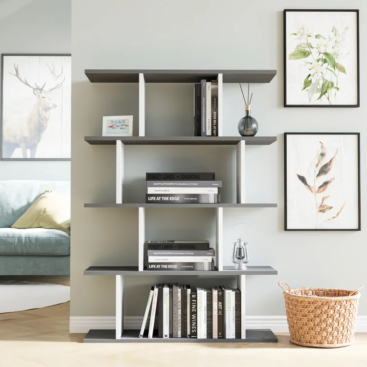 Collet Wooden Book Shelf for Books, Book Shelf Rack for Home Library, Corner Shelf for Living Room, Study Room & Office Furniture (Wenge & White)