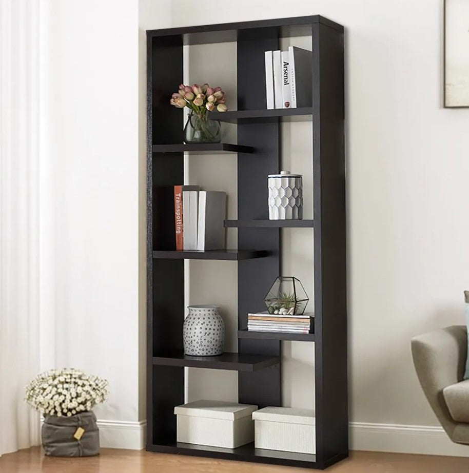 Hazzel Wooden Book Shelf for Books, Book Shelf Rack for Home Library, Corner Shelf for Living Room, Study Room & Office Furniture (Wenge)