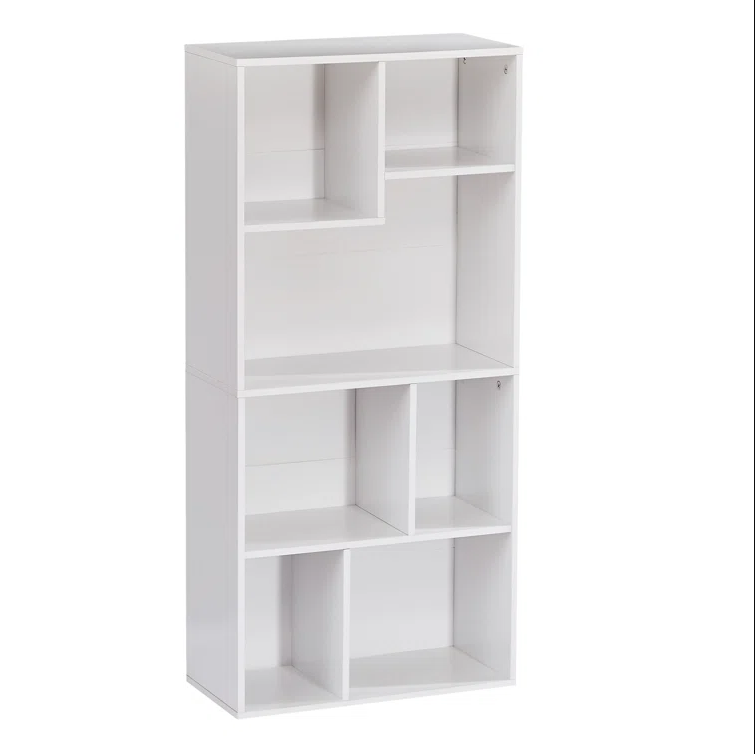 Peter Wooden Book Shelf for Books, Book Shelf Rack for Home Library, Corner Shelf for Living Room, Study Room & Office Furniture (White)