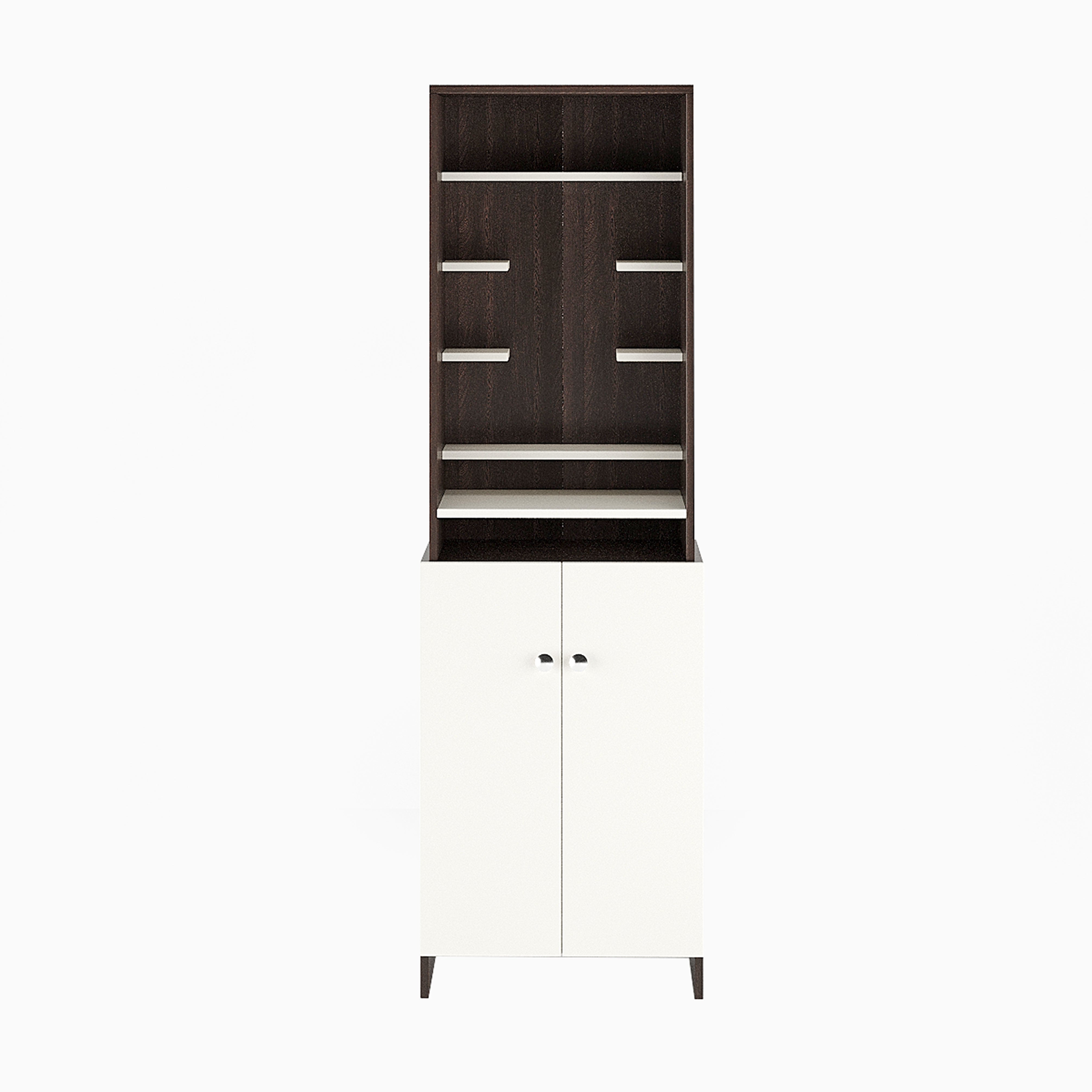 Shrisha Pooja Mandir for Home, Modern Temple for Home & Office, Prayer Cabinet Puja Stand Shelf in Wenge & White Finish