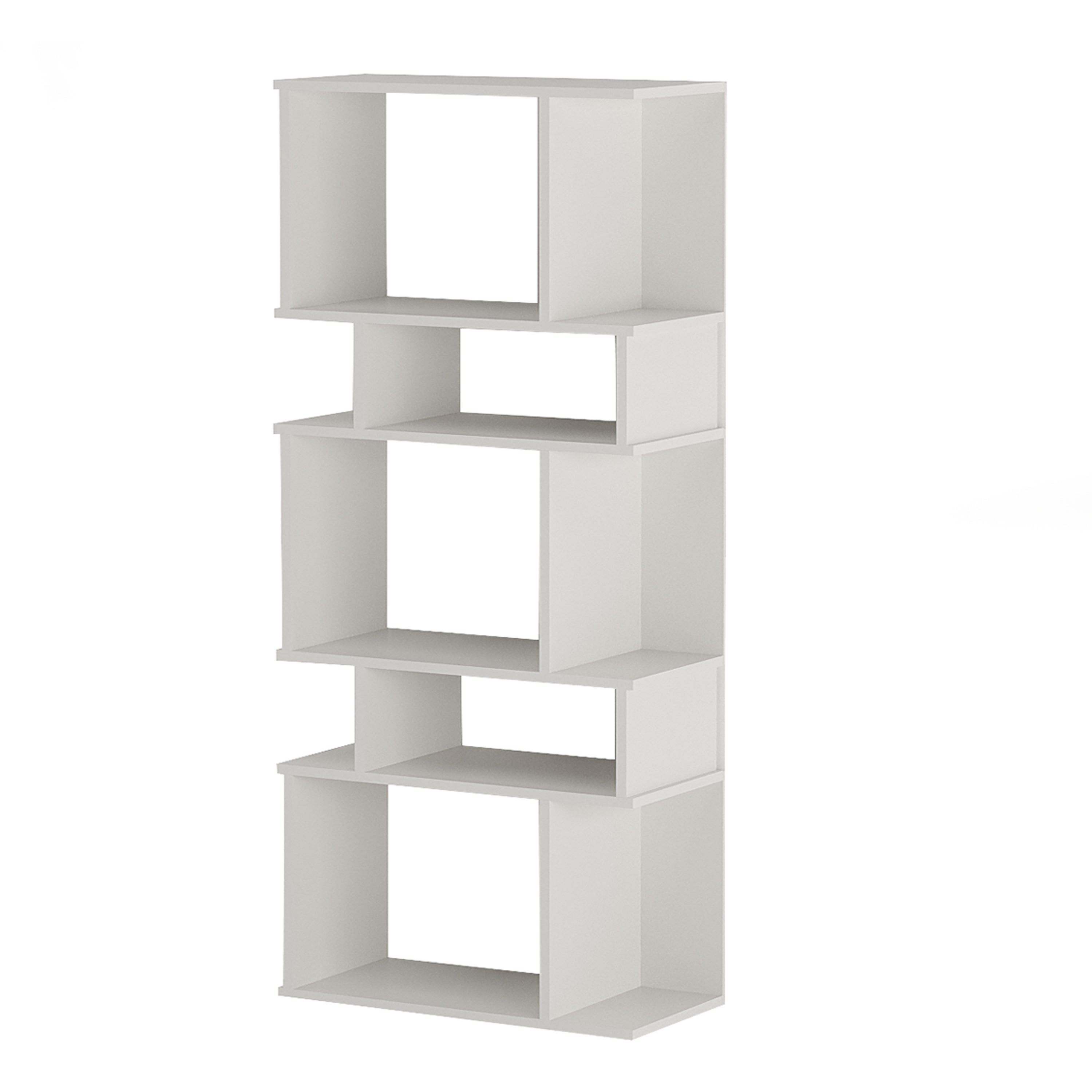 Adison Wooden Book Shelf for Books, Book Shelf Rack for Home Library, Corner Shelf for Living Room, Study Room & Office Furniture (White)