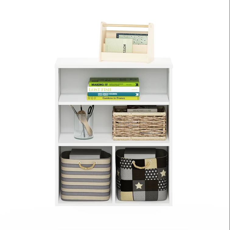 Savvy Wooden Book Shelf for Books, Book Shelf Rack for Home Library, Corner Shelf for Living Room, Study Room & Office Furniture (White)