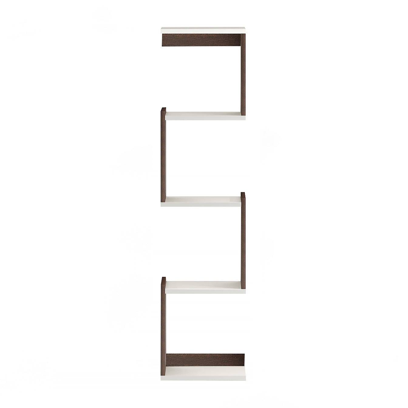 Winsen Wall Mount Wooden Book Shelf for Books, Book Shelf Rack for Home Library, Corner Shelf for Living Room, Study Room & Office Furniture (Wenge & White)