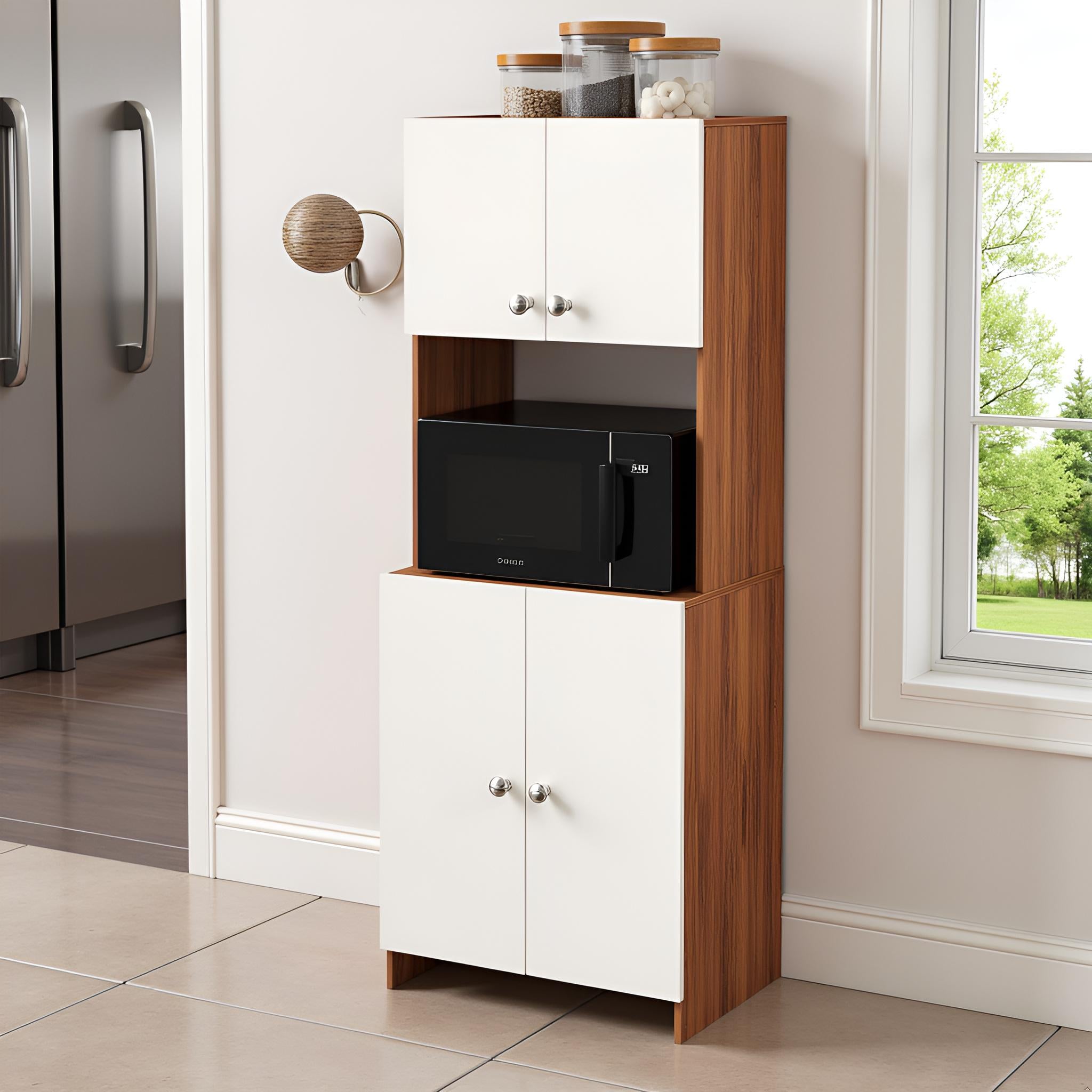 Compact Space Saving Unit for Kitchen & Dining ( Exotic teak & White)