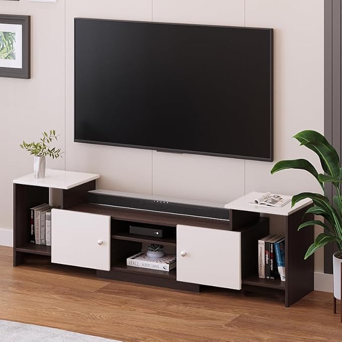 TV Cabinet with Shelves & Doors (Wenge & White)