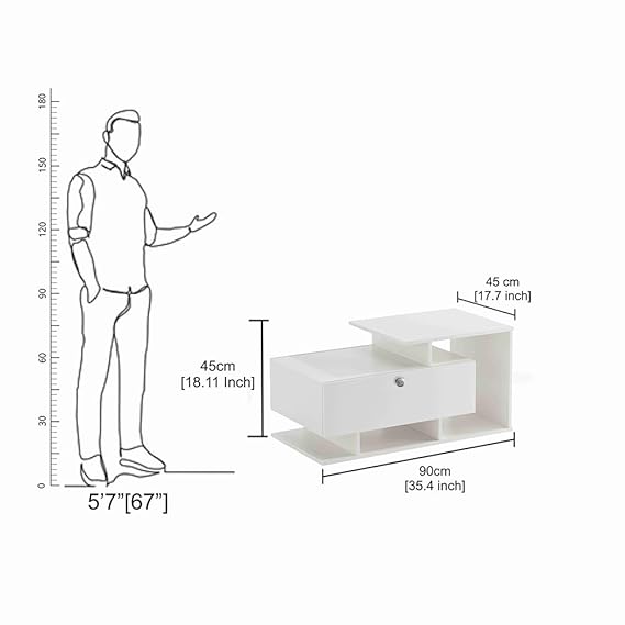 Breezia Modern Coffee Table with Storage, Centre Table, Teapoy for Living Room