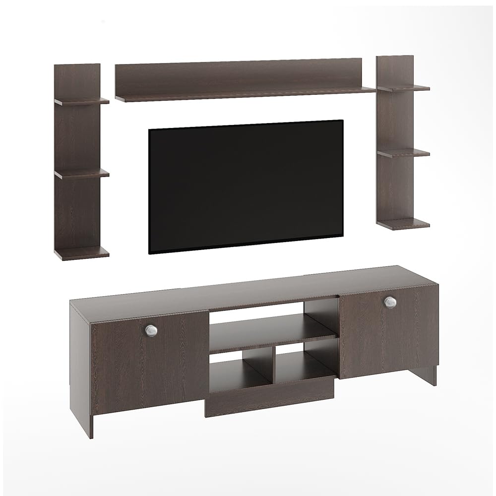FURNEASER Samnor Engineering Wood Floor TV Cabinet for 65 Inch TV Screen Wenge