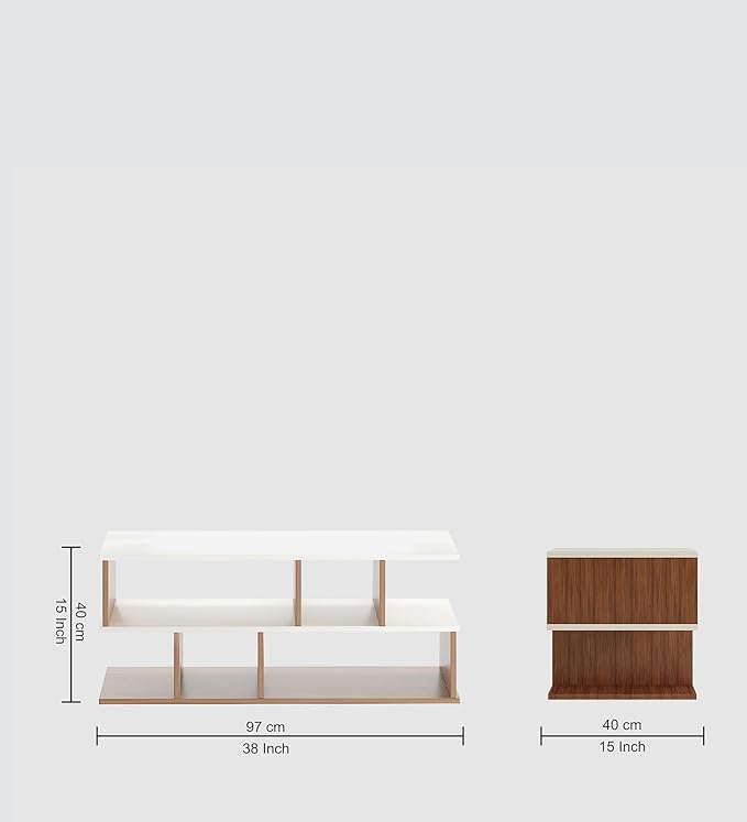 FURNEASER Casco Engineering Wood Floor TV Cabinet/Entertainment Unit/Set Top Box Stand/TV Table with Storage Rack, for 43 Inch TV (Exotic Teak & White)
