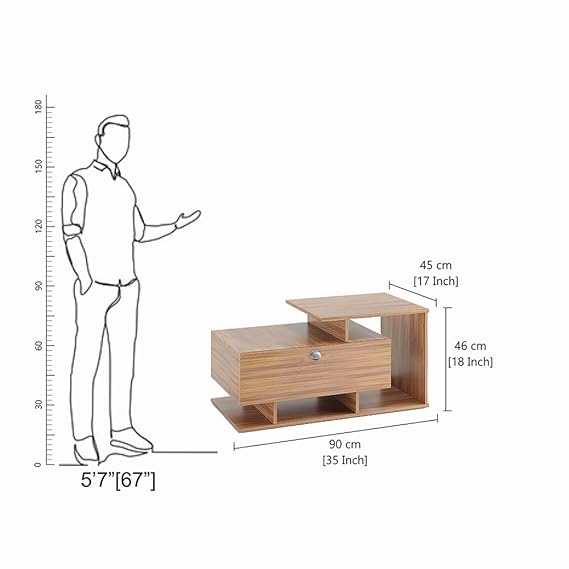 Breezia Modern Coffee Table with Storage, Centre Table, Teapoy for Living Room