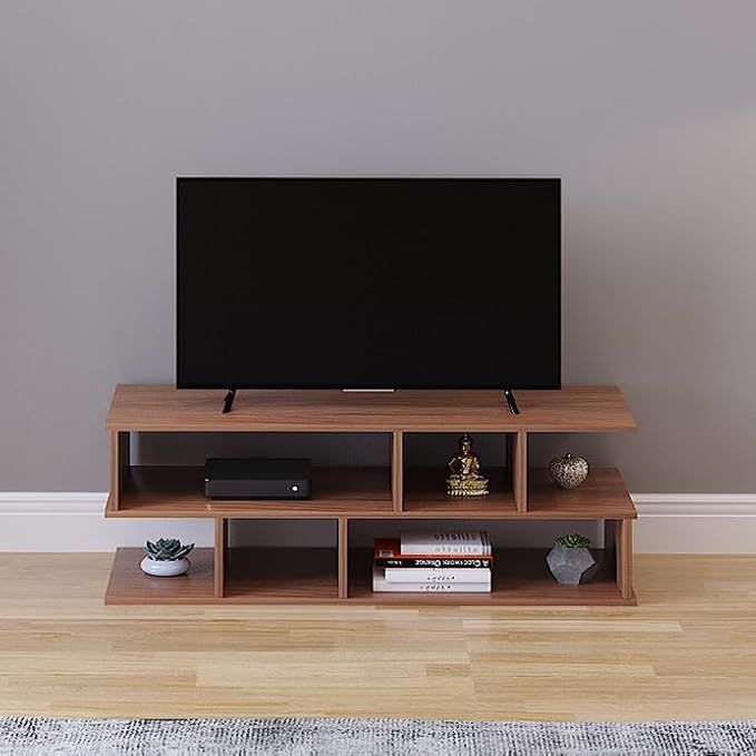 FURNEASER Casco Engineering Wood Floor TV Cabinet/Entertainment Unit/Set Top Box Stand/TV Table with Storage Rack, for 43 Inch TV (Exotic Teak)