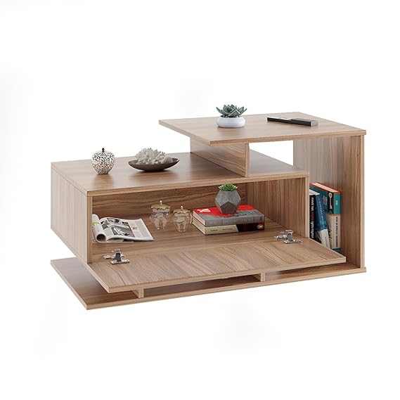 Breezia Modern Coffee Table with Storage, Centre Table, Teapoy for Living Room