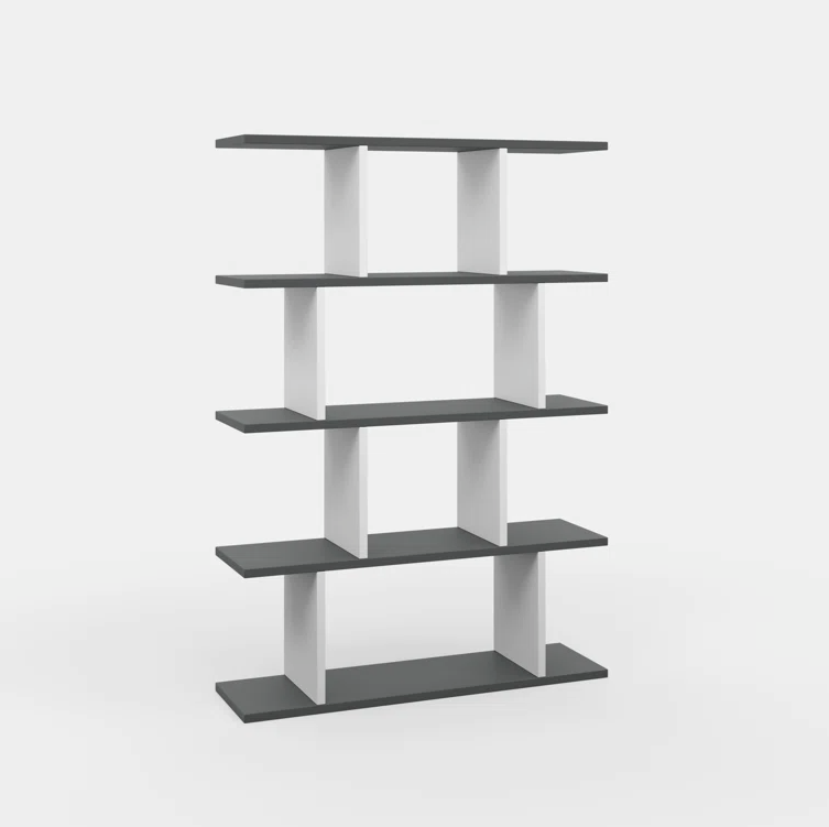 Collet Wooden Book Shelf for Books, Book Shelf Rack for Home Library, Corner Shelf for Living Room, Study Room & Office Furniture (Wenge & White)