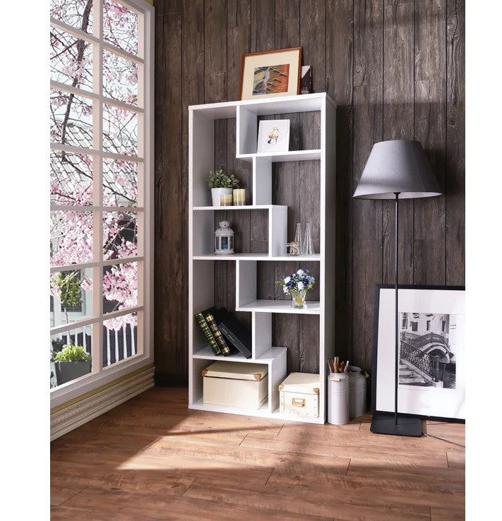 Krimson Wooden Book Shelf for Books, Book Shelf Rack for Home Library, Corner Shelf for Living Room, Study Room & Office Furniture (White)