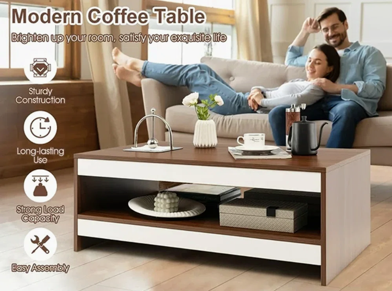 Rivira Coffee Table with Storage, Centre Table, Teapoy for Living Room