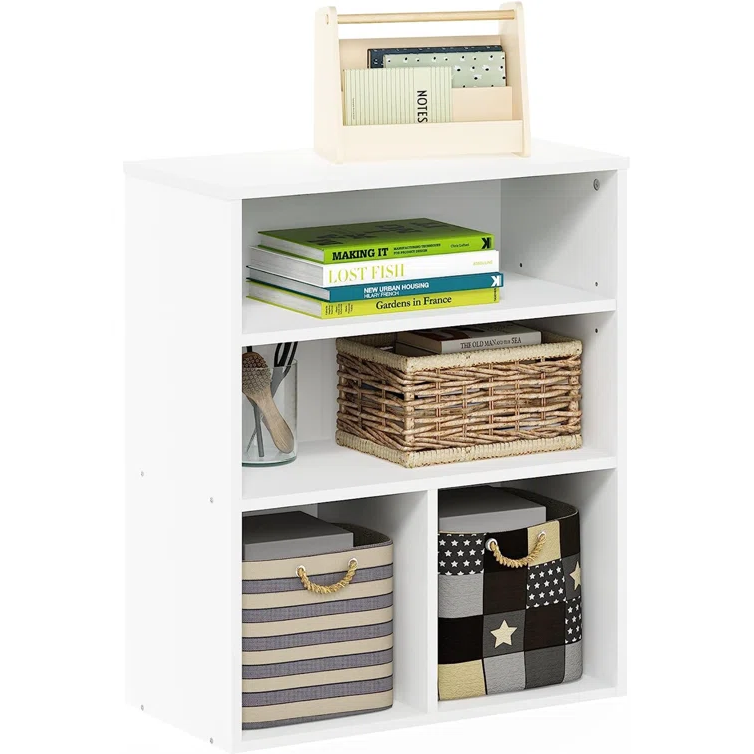 Savvy Wooden Book Shelf for Books, Book Shelf Rack for Home Library, Corner Shelf for Living Room, Study Room & Office Furniture (White)